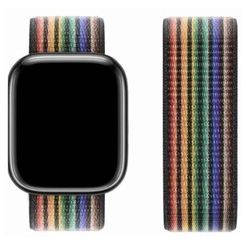 Ремешок для Apple Watch 42/44/45/49mm HOCO WA02 Original series loop-type nylon нейлоновый черный радужный