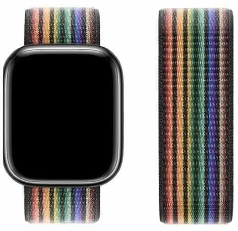 Ремешок для Apple Watch 38/40/41mm HOCO WA02 Original series loop-type nylon нейлоновый черный радужный