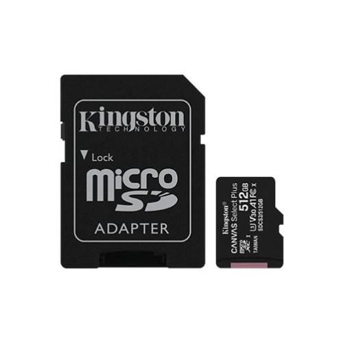 Kingston Secure Digital Flash Card 512GB SDXC Canvas Select Plus 100R C10 UHS-I U3 V30