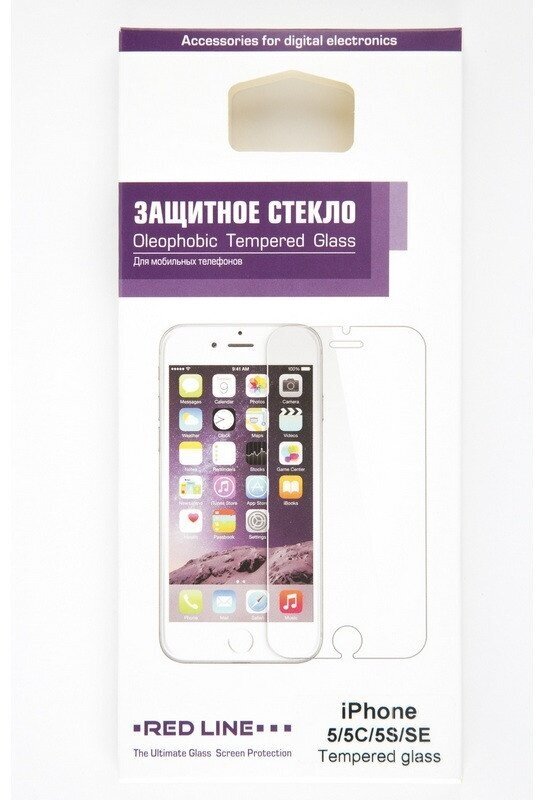 Защитное стекло для экрана Red Line Apple iPhone 5, 5C, 5S, SE, прозрачное (УТ000004780)