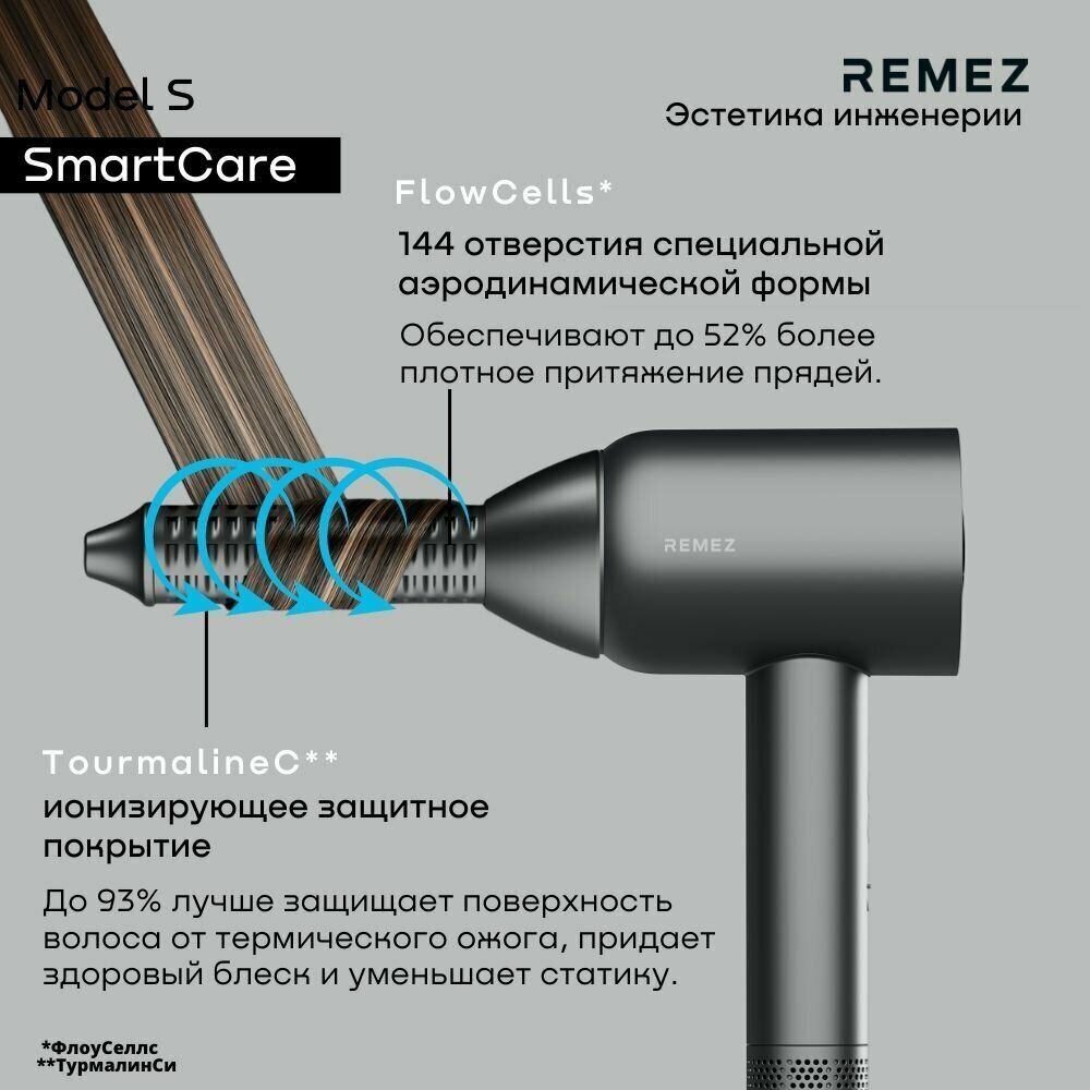 Фен-стайлер для волос профессиональный с насадками REMEZ Model S RMB-708B - фотография № 14