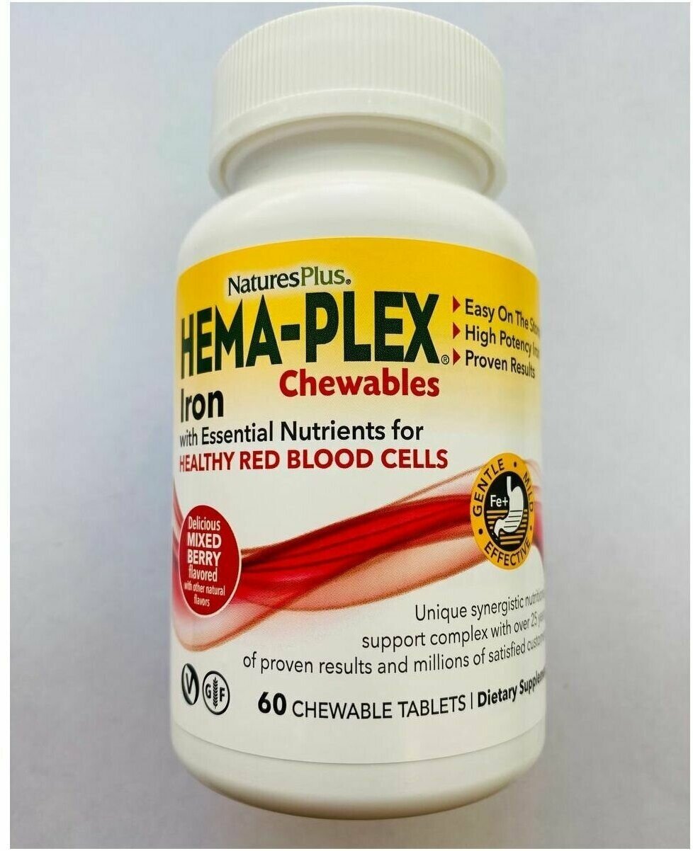 Витаминно-минеральный комплекс Nature's Plus Hema-Plex Chewables 60 жевательных табл.