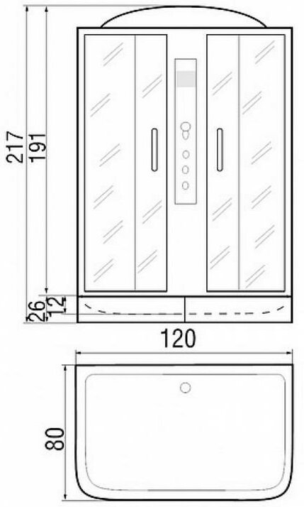 Душевая кабина River Sena 120/80/26 тонированная