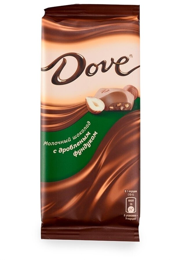 Шоколад Dove молочный с дробленым фундуком, 90 г