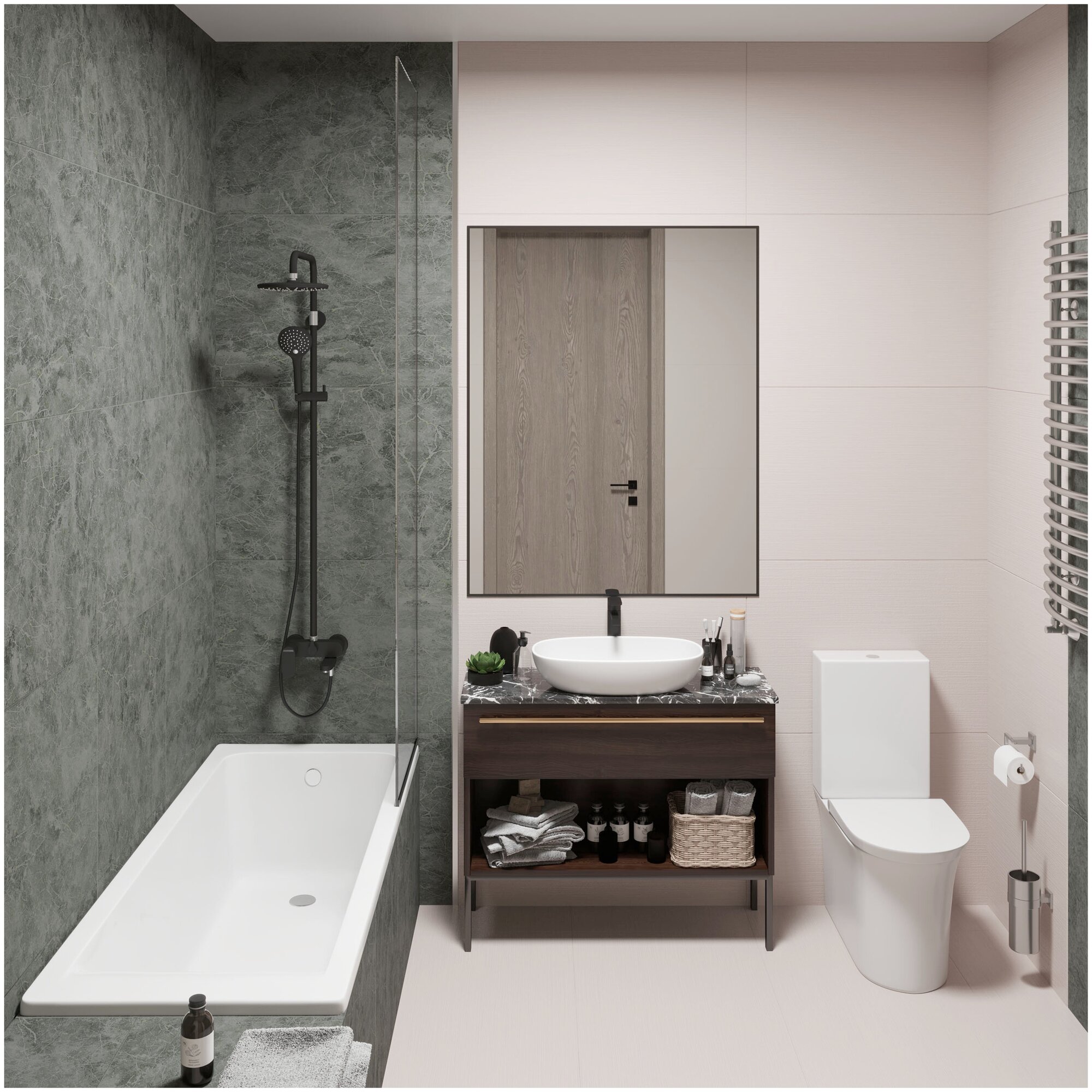 Ванна из литьевого мрамора Ediss Элина 170x70, в комплекте с ножками (EE17070)