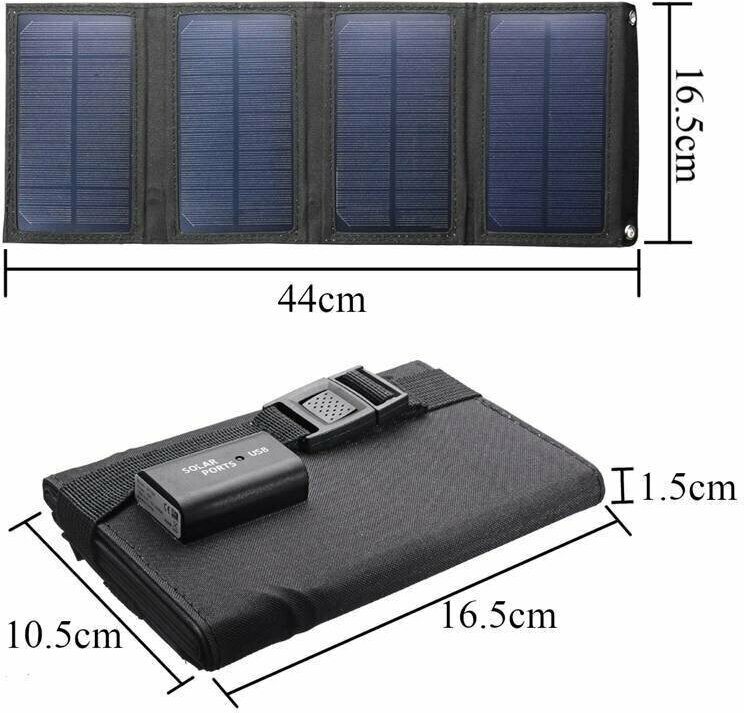 Туристическая складная солнечная батарея 18 ватт, четыре секции / портативная зарядка / солнечная зарядка