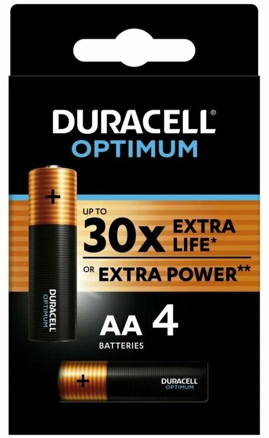 Батарейка Aa Lr6 1.5V Блистер 4Шт. (Цена За 1Шт.) Alkaline Optimum Power Duracell DURACELL арт. D-LR6O(4)бл