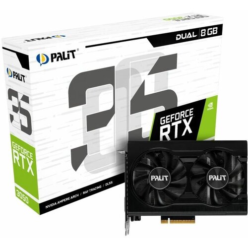 Видеокарта Palit GeForce RTX 3050 Dual 8GB (NE63050018P1-1070D) видеокарта nvidia geforce rtx 3050 palit dual 8gb ne63050018p1 1070d