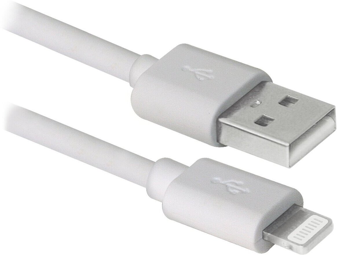 USB кабель Defender ACH01-03BH белый, USB(AM)-Lightning, 1м