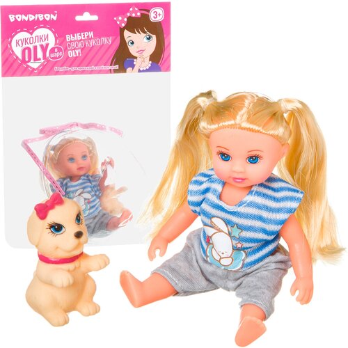 Кукла Bondibon Oly с собачкой, 13 см, ВВ3883