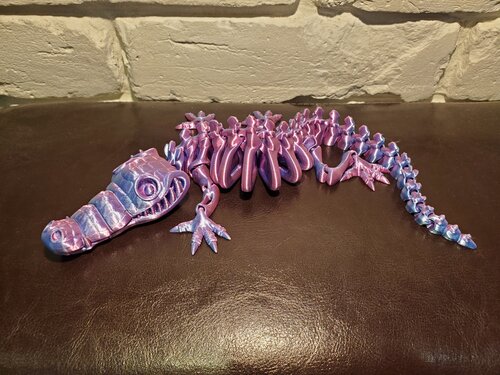 Веселый Крокодил-скелетон, гибкая шарнирная игрушка-антистресс 32 см, розово-голубой