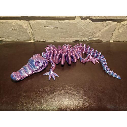 Веселый Крокодил-скелетон, гибкая шарнирная игрушка-антистресс 33см, розово-голубой