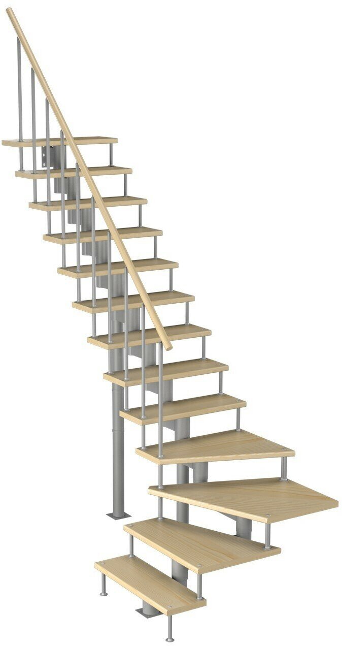 Модульная лестница Фаворит 180 2340-2470, Серый, Сосна, Крашеная