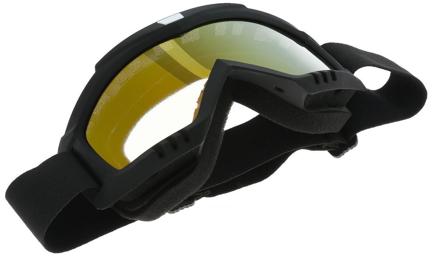 Очки-маска для езды на мототехнике, стекло золотой хром, цвет черный, ОМ-14