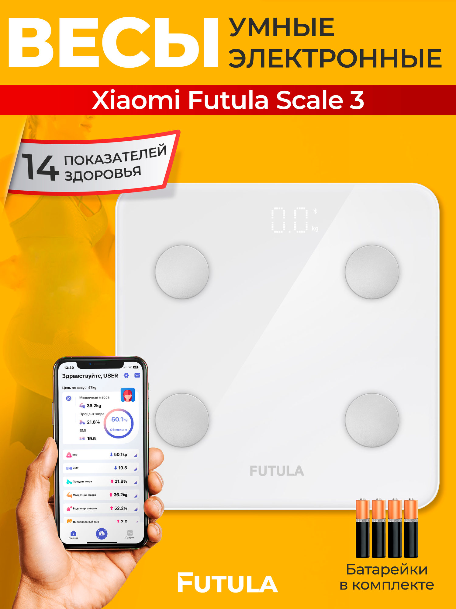Умные напольные весы Xiaomi Futula Scale 3