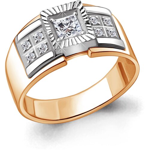 фото Золотое кольцо aquamarine 62050а с фианитом diamant-online