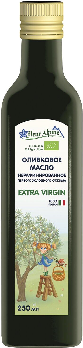 Оливковое масло Fleur Alpine первого холодного отжима Extra Virgin, для всей семьи, 250 мл