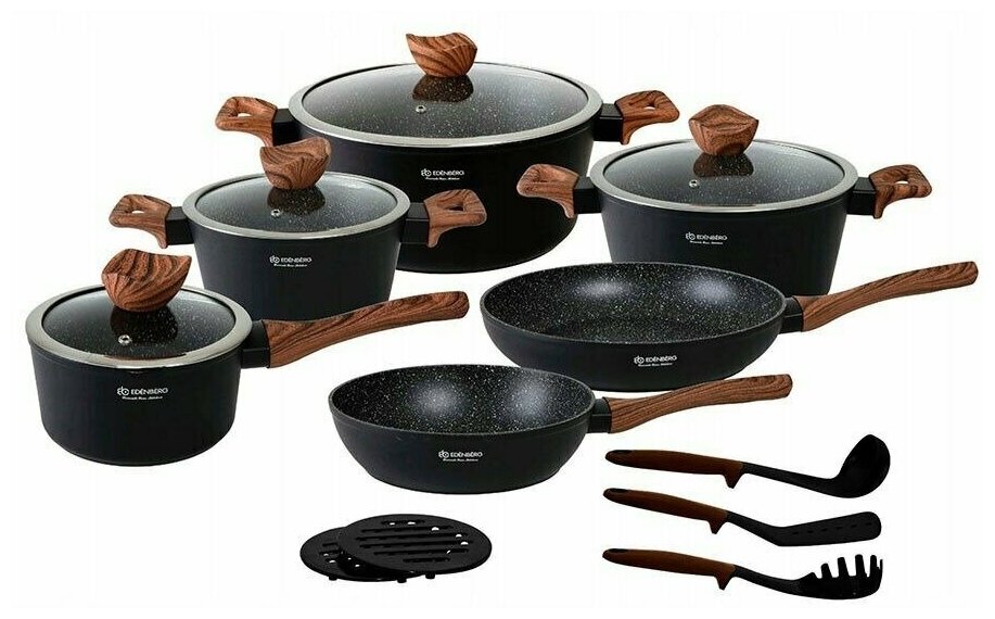 фото Набор посуды Edenberg из 15 предметов, черного цвета