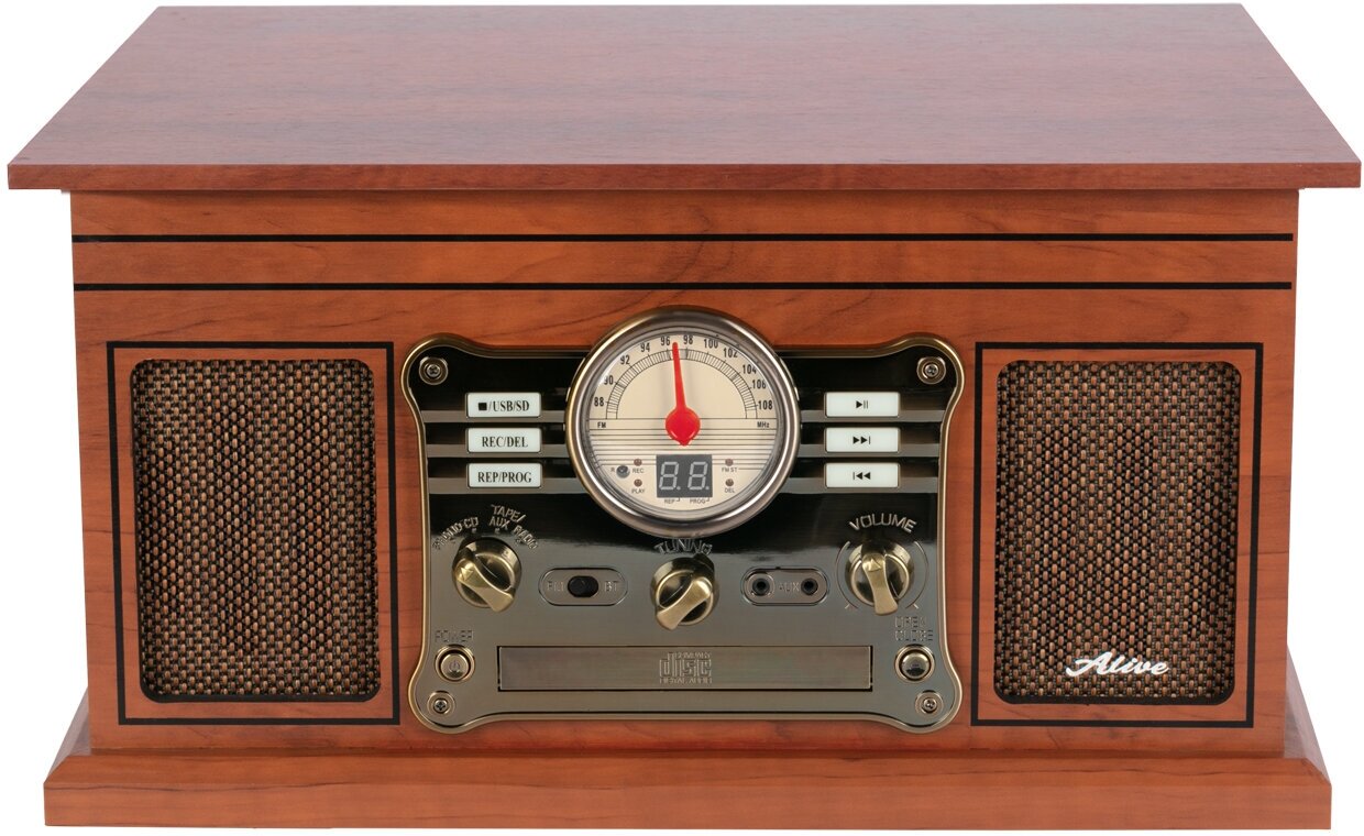 Виниловый проигрыватель Alive Audio RADIOLA Wood с FM-приемником