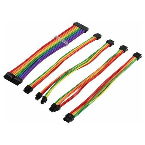 1STPLAYER RB-001 1x24pin ATX, 2xP8 4+4 pin EPS, 2xP8 6+2 pin PCI-E premium cotton 350mm RAINBOW Комплект кабелей-удлинителей для БП