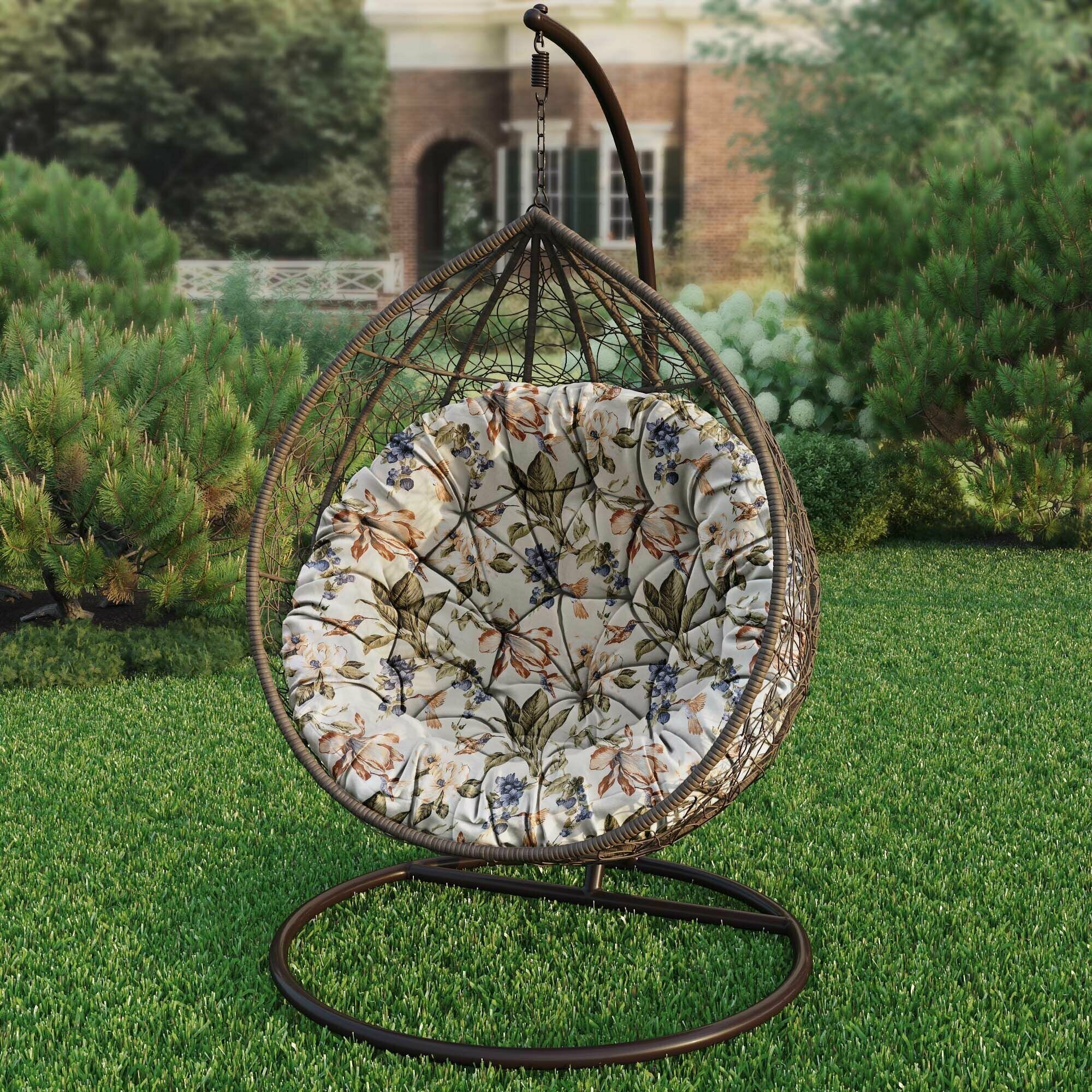 Подушка для садовых качелей, круглая напольная сидушка Дея, голубой - фотография № 1