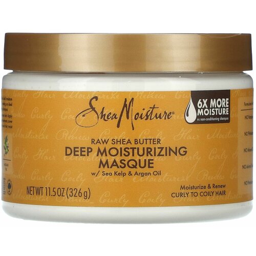 SheaMoisture, Необработанное масло ши, глубоко увлажняющая маска с морскими водорослями и аргановым маслом, 326 г