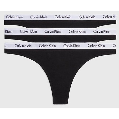 Трусы стринги CALVIN KLEIN, средняя посадка, размер M, черный, белый, 3 шт.