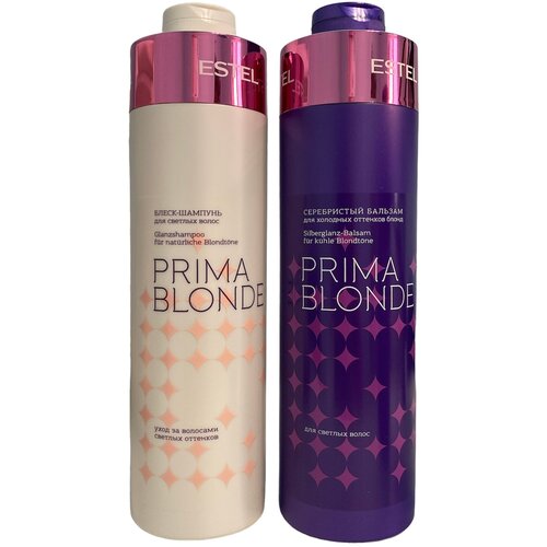 ESTEL PRIMA BLONDE набор Блеск-шампунь для светлых волос 1000 мл + серебристый Бальзам для холодных оттенков блонд 1000 мл шампунь блеск и коррекция цвета для светлых и обесцвеченых волос 12 s purple 1000 мл