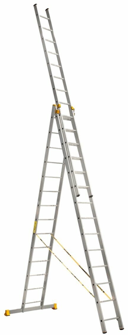 Лестница-стремянка трехсекционная Alumet P3 9314, алюминиевая, 3 x 14 ступеней, 4,08 - 10,25 м