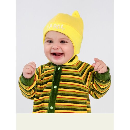 фото Шапка жёлтый кот детская демисезонная, хлопок, размер 42, желтый