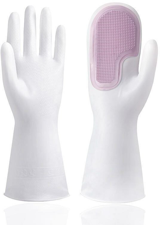 Многоразовые резиновые перчатки с щеткой для уборки и чистки