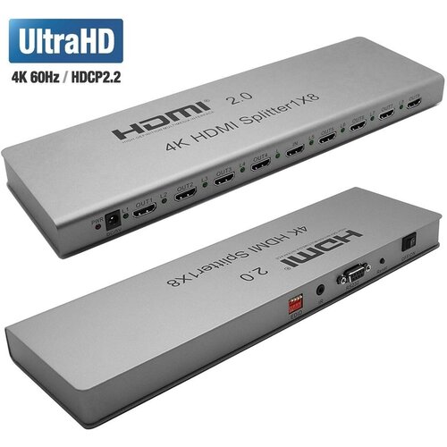 HDMI-разветвитель 4K/60Hz, HDR 1 вход/8 выходов, HDMI 2.0, EDID, RS232  ORIENT HSP0108H-2.0