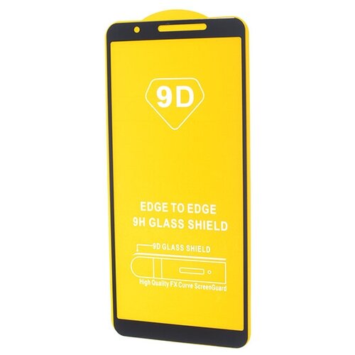 Защитное стекло для Samsung A013F A01 Core/M01 Core FULL GLUE (желтая основа) картон черный