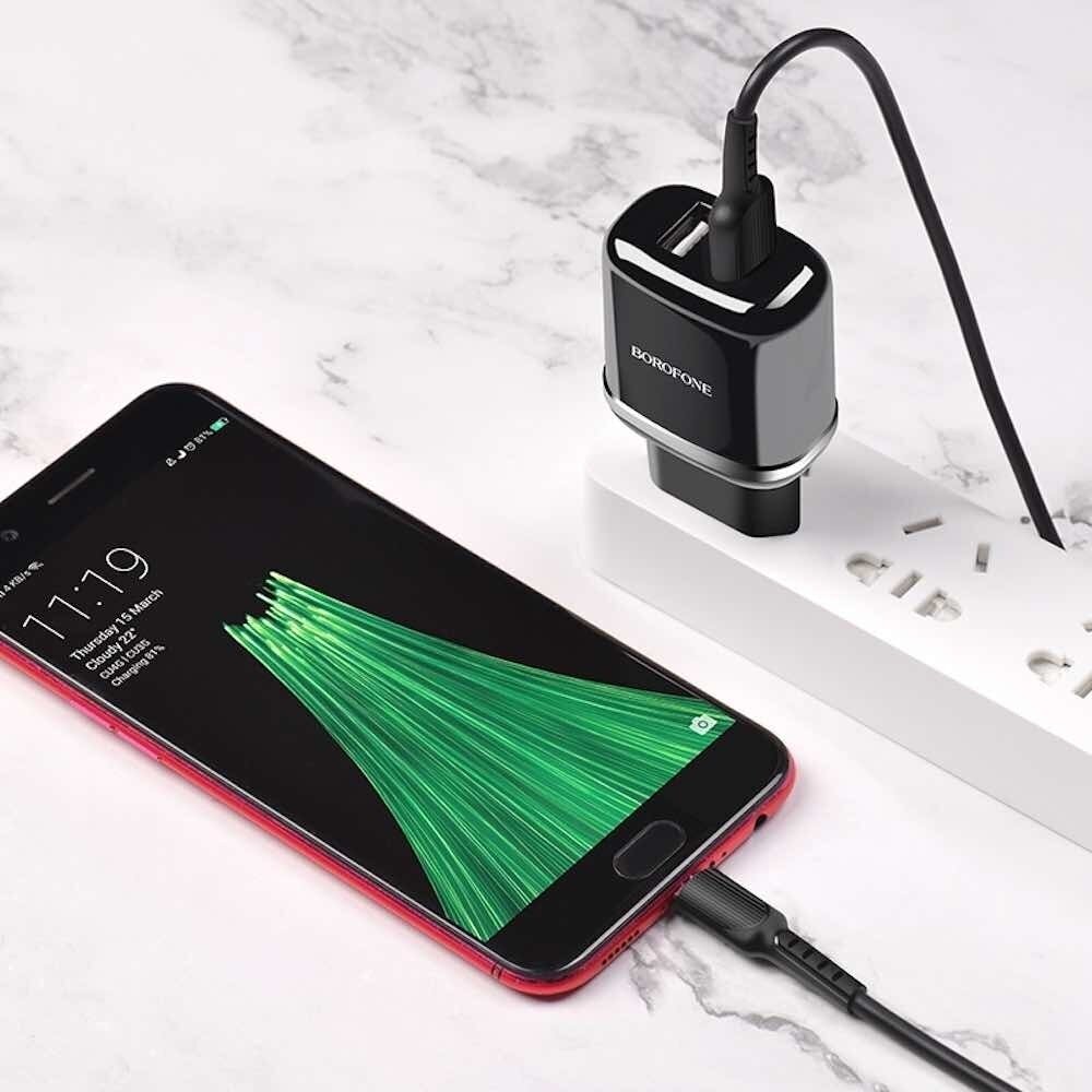 Сетевое зарядное устройство Borofone BA25A Outstanding, 2xUSB, 8-pin Lightning (Apple), 2.4A, белый Noname - фото №14