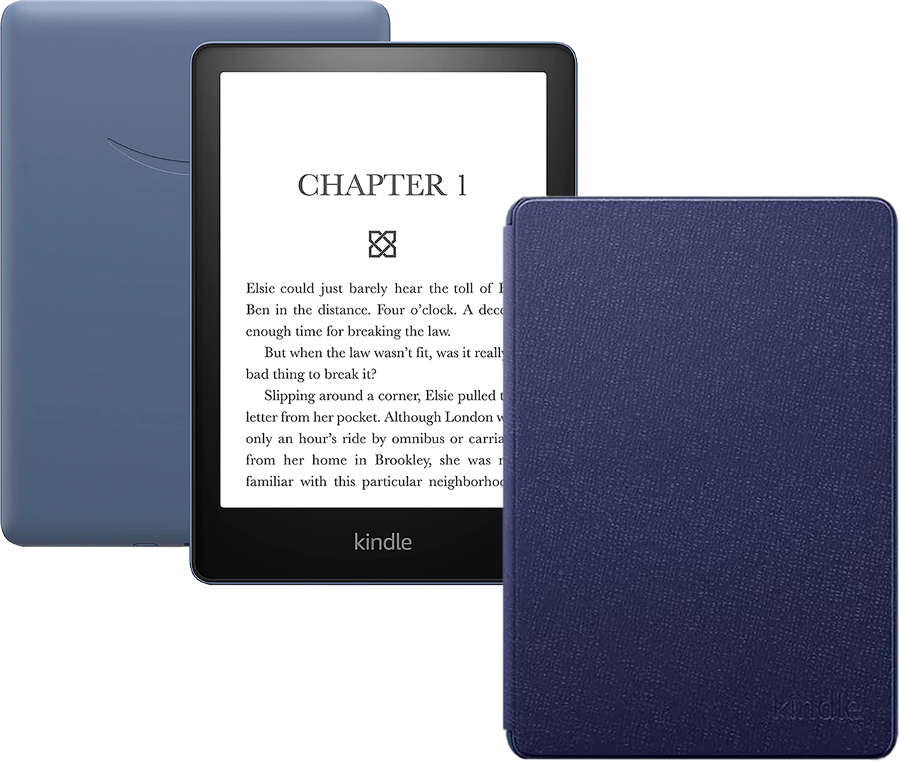 Электронная книга Amazon Kindle PaperWhite 2021 16Gb Denim Ad-Supported с фирменной обложкой