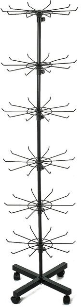 Вертушка, 6 ярусов по 10 крючков, 40×40×162 см, цвет чёрный
