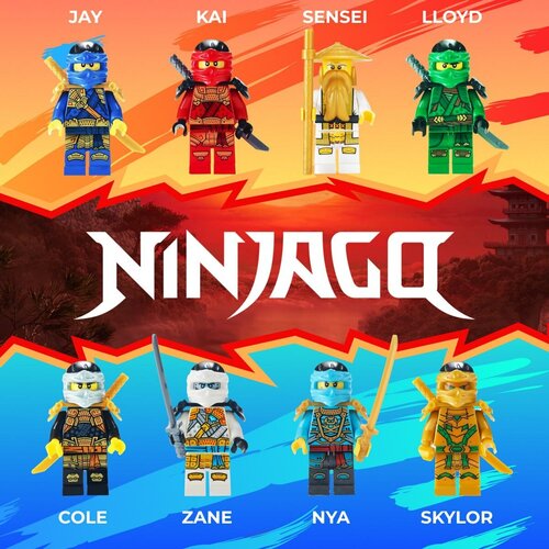 Набор фигурок Ниндзяго / Ninjago минифигурки совместимы с конструктором лего, 8 шт