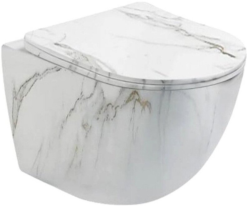 Унитаз подвесной Ceramalux 2213-K цвет белый мрамор