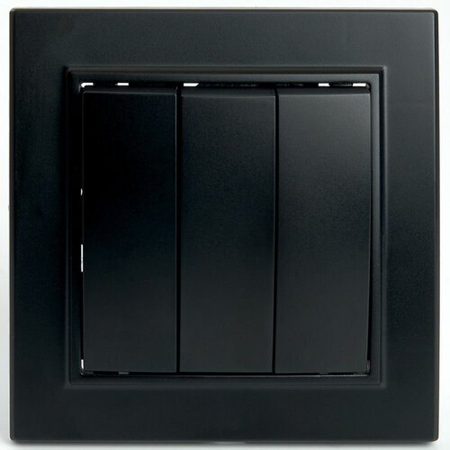 Выключатель Stekker Эрна PSW10-9007-03 трехклавишный, 10 А. Черный