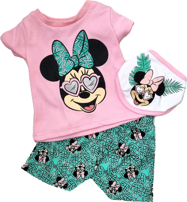 Комплект одежды Disney для девочек, шорты и футболка и нагрудник, повседневный стиль