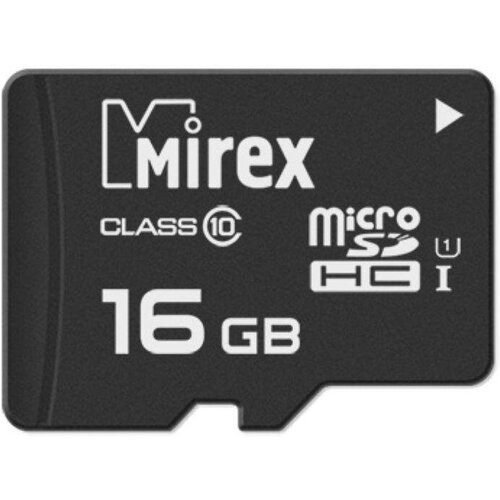 Карта памяти Mirex microSDHC 16Gb (UHS-I, U1, class 10) (13612-MCSUHS16) комплект 5 штук карта памяти mirex microsdhc 32gb uhs i u1 class 10 13612 mcsuhs32