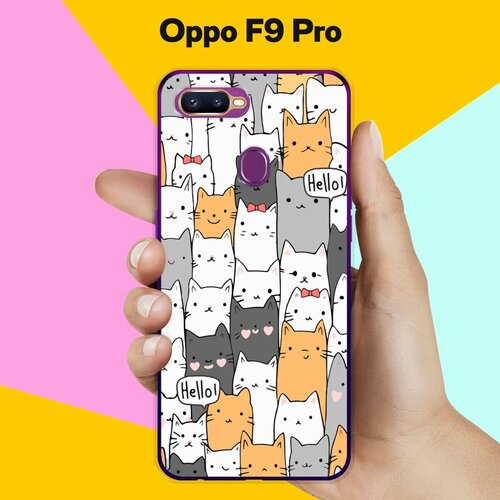 Силиконовый чехол на Oppo F9 Pro Много котов / для Оппо Ф9 Про