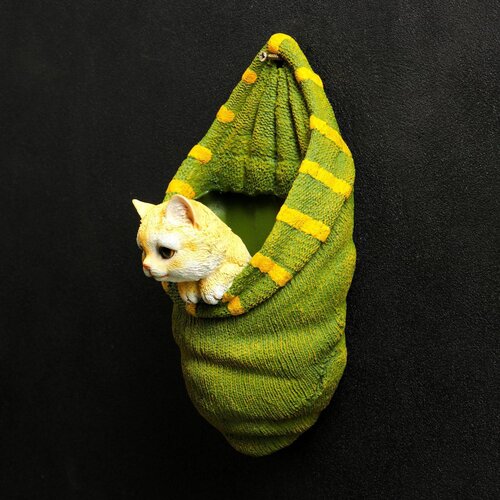 Кашпо КОТЕНОК В МЕШКЕ подвесной на стену, декоративный для дома и сада 14*14*27 см 713893/K159