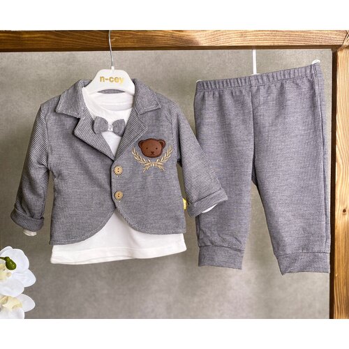 Комплект одежды   для мальчиков, пиджак и свитшот и брюки, нарядный стиль, размер 74-80, серый