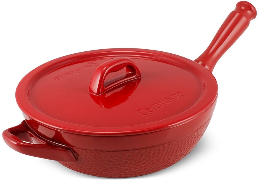 Сковорода Ceraflame Hammered с керамической крышкой с дополнительной ручкой 24 см, 2 л, красный