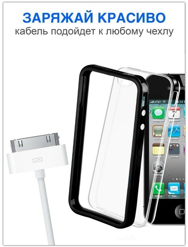 Зарядка для айфона / Зарядка / Кабель для Iphone 4/4S, iPad 1-3 с Разъемом 30 Pin / USB провод для Айфона 4