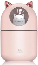 Увлажнитель воздуха мини Котик с подсветкой, ультразвуковой увлажнитель для дома, ночник светильник. Розовый