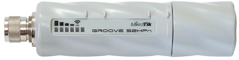 Точка доступа MikroTik Groove 52 with N-male connector, High Gain Single Chain 2.4GHz / 5GHz 802.11abgn wireless, 600MHz CPU, 64MB RAM, 1x LAN,