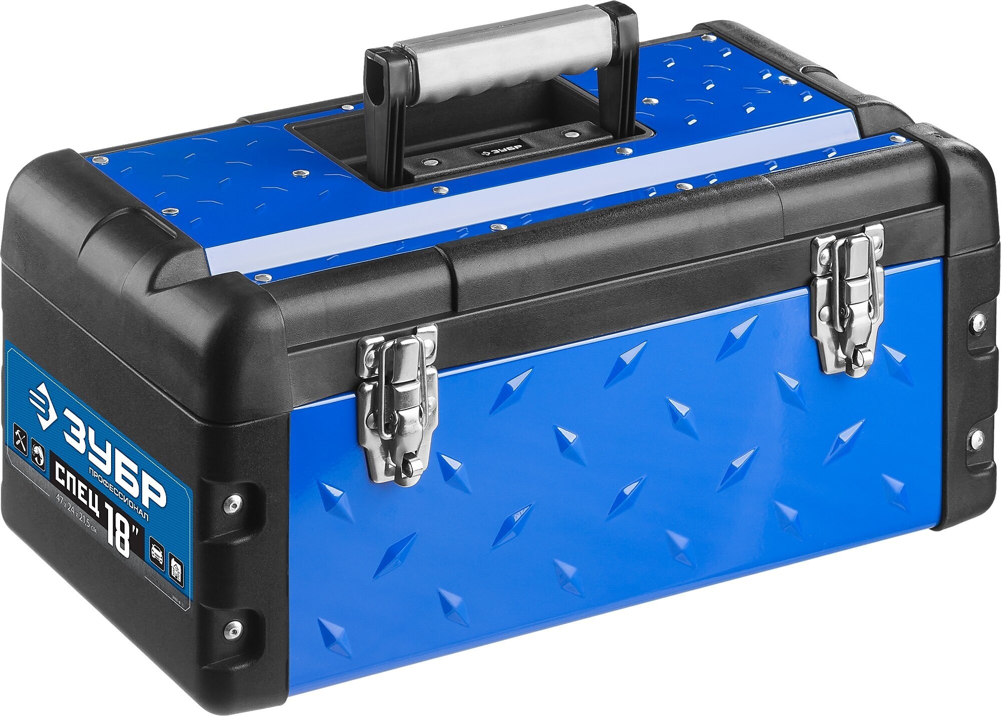 ЗУБР спец 470 x 240 x 215 мм (18″) Металлический ящик для инструментов Профессионал (38155-18)