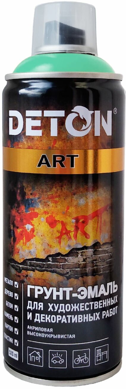 Граффити Deton ART цвет T0002 Бирюзовая, п/матовая, краска аэрозольная 520 мл "Детон АРТ" - фотография № 2